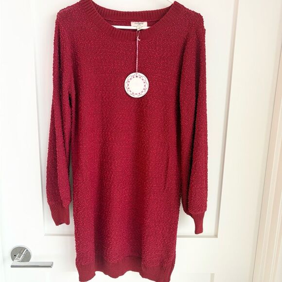 Umgee Dresses & Skirts - NWT Umgee Red Knit Sweater Dress – Long Sleeve Crewneck size Small
